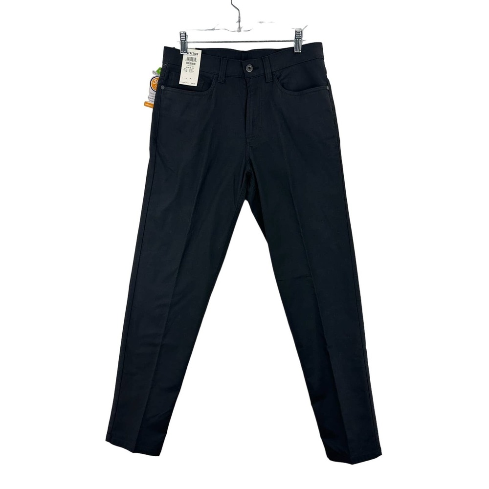 Kenneth Cole Reaction Canvas Pant Mens 31x32 Black NEW Slim Fit Stretch KC00070
